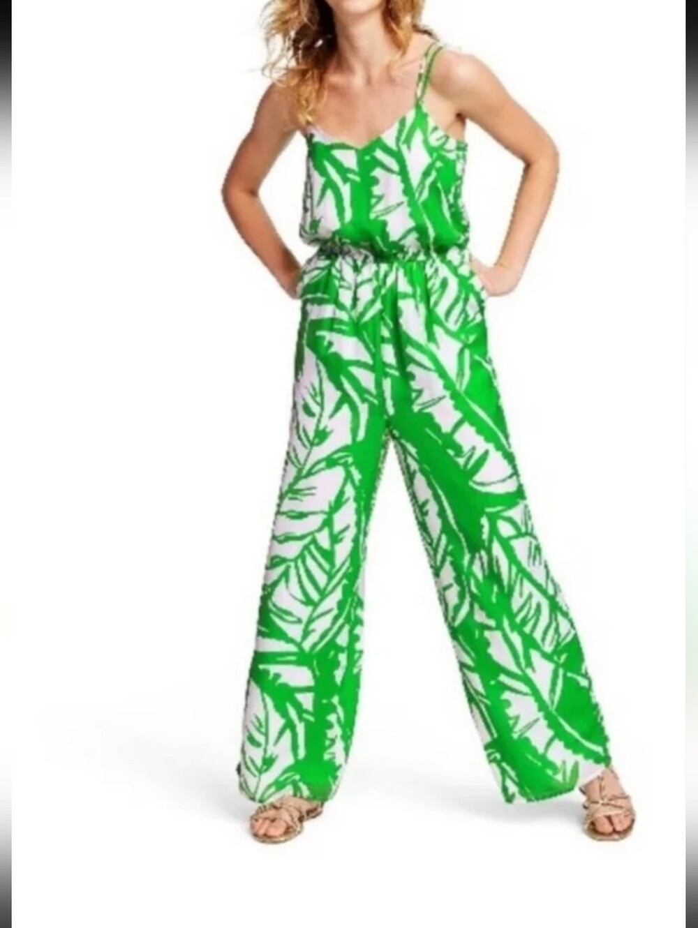 Lilly Pulitzer Green and White Leaf-Print Maxi Skirt 1X